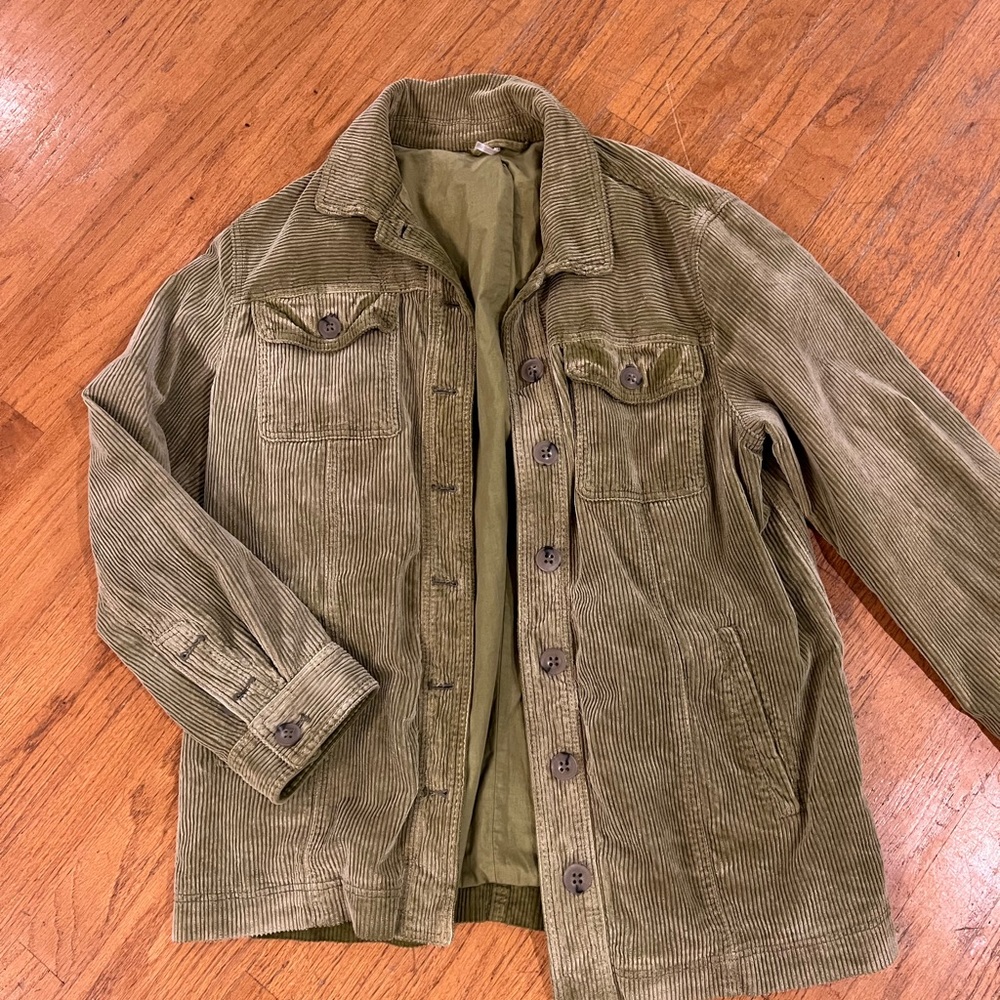 Free People Olive Green Corduroy Shacket Large